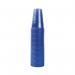 This picture shows stacks of VOW MyCafe plastic cups in a vibrant blue color. Each cup has a 7oz capacity and there are 1000 cups in this pack. The packaging is labeled with the brand and product name.