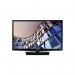 The Samsung TV & AV Samsung 24 Inch HD HDR Smart LED TV Black has a sleek, modern design with a thin black frame and a crisp, clear screen. The TV is mounted on a sturdy base and has the Samsung logo in the bottom corner.