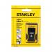 In the picture, there is a yellow and black handheld device with the words Stanley Pocket Laser Distance Measure written on it. It is being held by a hand, with the laser pointing at a nearby wall. The device is compact and easy to use, with a clear digital display showing the measurement in meters up to 12m. The Stanley Black & Decker Tools logo can be seen on the device, indicating its quality and durability. The overall design is sleek and modern, making it a useful tool for various measuring needs.