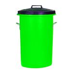Heavy Duty Coloured Dustbin 85 Litre Green (2 handles on base and 1 on lid for easy handling) 311965 SBY06635