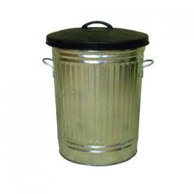 Galvanised 90 Litre Dustbin with Rubber Lid 316625 SBY08392