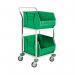 Green Mobile Storage Trolley cw 2 Bins 321291 SBY10433