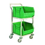 Green Mobile Storage Trolley c/w 2 Bins 321291 SBY10433