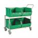 Red Mobile Storage Trolley cw 4 Bins 321297 SBY10437