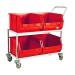 Red Mobile Storage Trolley c/w 4 Bins 321297