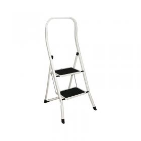 Folding Step Stool 2 Tread High Back White Aluminium 402790 SBY10539