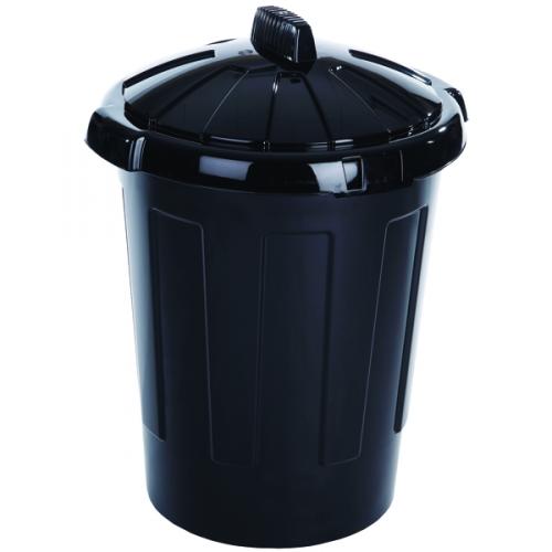 black plastic dustbin