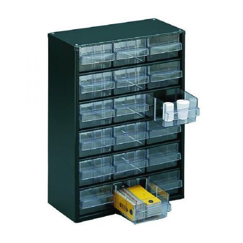 Clear 18 Drawer System Dark Grey Storage Cabinet 324117 Sby11349