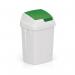 Plastic Swing Top Bin 50 Litre White With Green Lid 330351 SBY13821