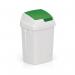 Plastic Swing Top Bin 50 Litre White With Green Lid 330351 SBY13821