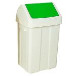 Plastic Swing Top Bin 50 Litre White With Green Lid 330351 SBY13821