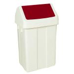 Plastic Swing Top Bin 50 Litre White With Red Lid 330352 SBY13822