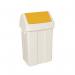 Plastic Swing Top Bin 50 Litre White with Yellow Lid 330353 SBY13823