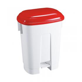 Derby Plastic Pedal Bin 60 Litre WhiteRed 500x360x680mm 348012 SBY14759