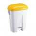 Derby 60 Litre WhiteYellow Plastic Pedal Bin 348014 SBY14761