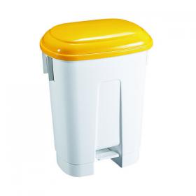 Derby Plastic Pedal Bin 60 Litre White/Yellow 348014 SBY14761