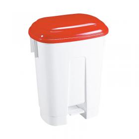 Derby 30 Litre WhiteRed Plastic Pedal Bin 348021 SBY14764