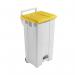 Grey 90 Litre Plastic Pedal Bin with Yellow Lid 357002 SBY16299