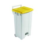 Grey 90 Litre Plastic Pedal Bin with Yellow Lid 357002 SBY16299