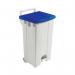 Grey 90 Litre Plastic Pedal Bin with Blue Lid 357003 SBY16300