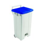 Grey 90 Litre Plastic Pedal Bin with Blue Lid 357003 SBY16300