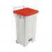 Grey 90 Litre Plastic Pedal Bin with Red Lid 357004 SBY16301