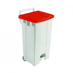Grey 90 Litre Plastic Pedal Bin with Red Lid 357004 SBY16301