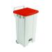 Grey 90 Litre Plastic Pedal Bin With Red Lid 357004