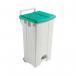 Grey 90 Litre Plastic Pedal Bin with Green Lid 357005 SBY16302
