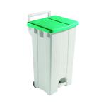 Grey 90 Litre Plastic Pedal Bin with Green Lid 357005 SBY16302