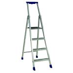 4 Ribbed Tread Platform Step Ladder Aluminium 358754 SBY16897