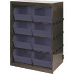 Metal Bin Cupboard With 8 Polypropylene Bins Dark Grey Black 371837 SBY19130