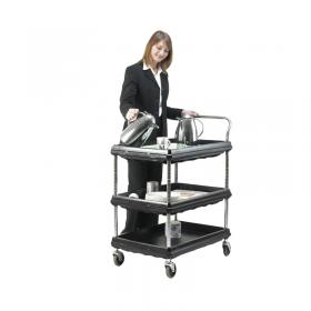 3 Tier Black W832xD546xH1041mm Deep Ledge Trolley 375055 SBY20826