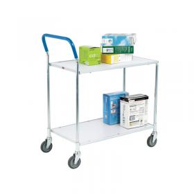 Metallic Grey and White Zinc Plated 2 Tier Service Trolley 375424 SBY21095