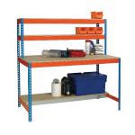 Blue and Orange Workbench With Upper and Lower Shelves 1200x750mm 375518 SBY21156