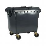 Wheelie Bin with Flat Lid 1100 Litre Grey (Dimensions: H1450xW1400xD1200mm) 377396 SBY22001