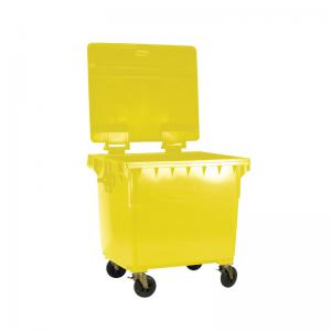 VFM Wheelie Bin With Flat Lid 1100 Litre Yellow 377397 SBY22002