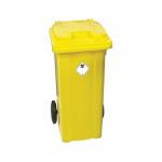 Yellow Clinical Waste 2 Wheel Refuse Container 120 Litres 377918 SBY22239