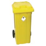 Yellow Clinical Waste 2 Wheel Refuse Container 120 Litres 377918 SBY22239