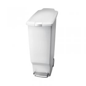 White Slim Plastic Pedal Bin 40L 382649 SBY24580