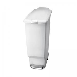 White Slim Plastic Pedal Bin 40L 382649 SBY24580