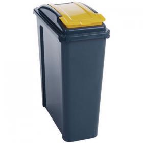 VFM Recycling Bin With Lid 25 Litre Yellow (Dimensions: 190 x 400 x 510mm) 384283 SBY28518