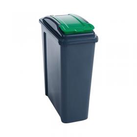 VFM Recycling Bin with Lid 25 Litre Green 190x510x400mm 384284 SBY28519