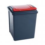VFM Recycling Bin With Lid 50 Litre Red 384289 SBY28524