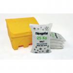 Salt and Grit Bin Yellow 130L Supplied with 5x25kgs White De-icing Salt 395102 SBY40186