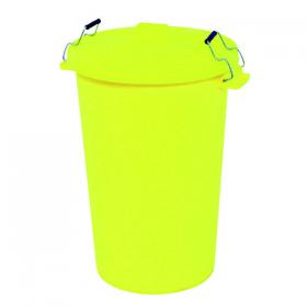 Dustbin with Clip On Lid Yellow 90L 415696 SBY415696