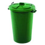 Plastic Dustbin with Locking Clip Lid 90 Litre Green 415697 SBY415697