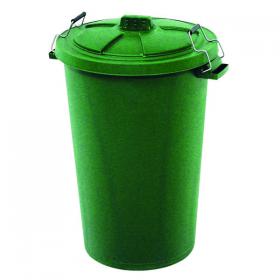 Plastic Dustbin with Locking Clip Lid 90 Litre Green 415697 SBY415697