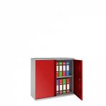 Phoenix SC Series SC1010GRE 2 Door 1 Shelf Steel Storage Cupboard Grey Body & Red Doors with Electronic Lock SC1010GRE