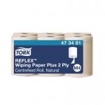 Tork 2-Ply M4 Reflex Wiping Paper Roll Plus Natural Pack of 6 473481 SC16323